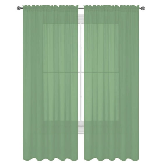 Decotex 2 Piece Elegant Solid Sheer Window Curtain Panels Treatment Drapes (55" X 95", Sage)