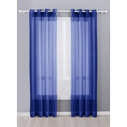 Decotex 2 Piece Sheer Voile Grommet Top Window Curtain Panel Drapes 54 X 108, Royal Blue