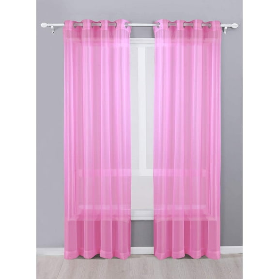 Decotex Light Pink Sheer Grommet Top Curtains, 54” x 84” (2 Panels)