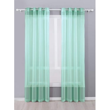 Decotex 2 Piece Sheer Voile Grommet Top Window Curtain Panel Drapes (54" X 84", Mint)