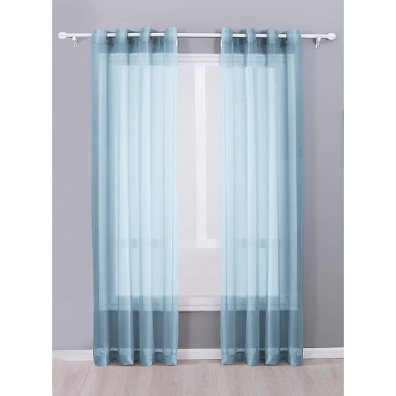 Decotex Slate Blue Grommet Top Sheer Curtains, 54” x 84” (2 Panels)
