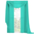 thumbnail image 1 of Decotex 3 Piece Fully Stitched Sheer Window Curtain Drape Set 2 Panels and 1 Matching Scarf (108" Length, Turquoise), 1 of 1