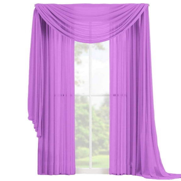 Decotex Sheer Window Curtain with Scarf, 54” x 63” (2 Panels)
