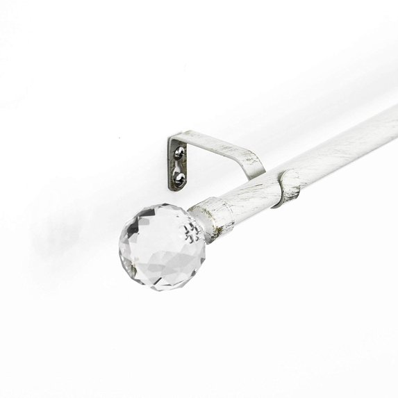 Decotex Adjustable 5/8" Window Curtain Rod Available in Many Decorative Designs, Colors, and Sizes (60" - 120", Crystal Ball, Beige/Gold)