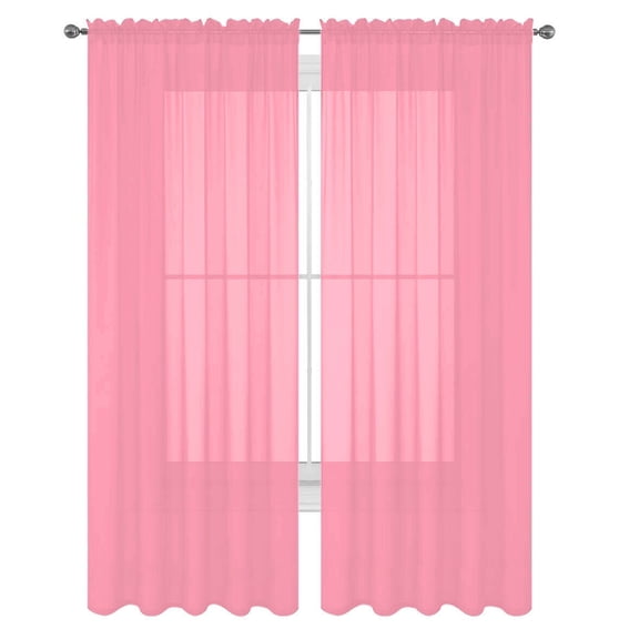 Decotex Light Pink Sheer Curtains, 55” x 36” (2 Panels)