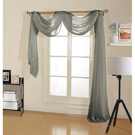 Decotex Premium Sheer Voile Scarf Valance for Home & Event Designs (54" X 216", Gray)
