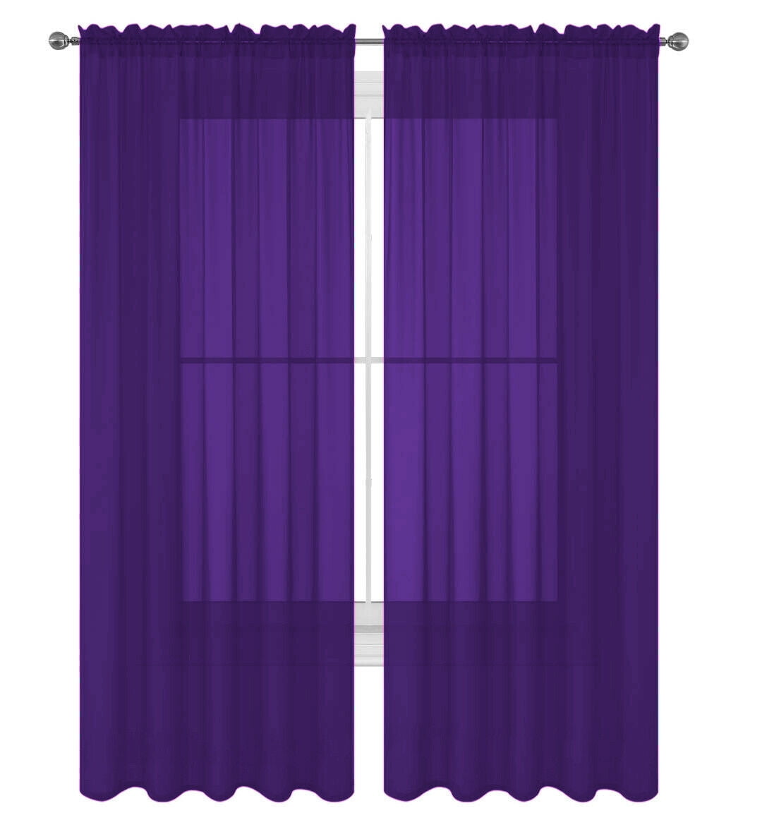 Decotex Purple Rod Pocket Sheer Curtain Panel Pairs, 55" x 84"