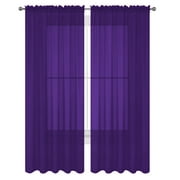Decotex Purple Rod Pocket Sheer Curtain Panel Pairs, 55 x 84