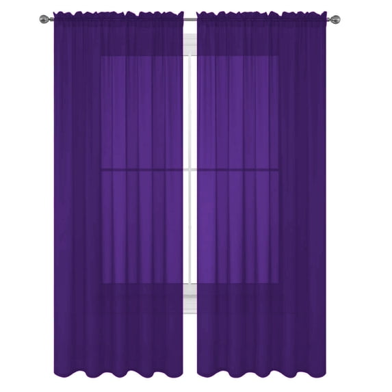 Decotex Purple Rod Pocket Sheer Curtain Panel Pairs, 55" x 84"