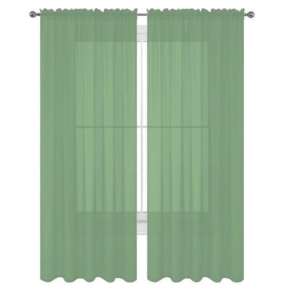 Decotex Sheer Window Treatment Curtains, Sage, Solid Print, 55” x 45” (2 Panels)