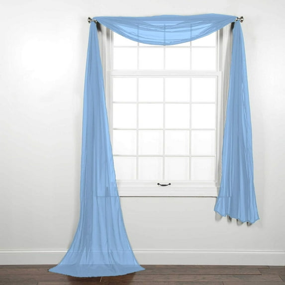 Decotex Solid Sheer Window Scarf Rod Pocket Curtains, 37” x 216”