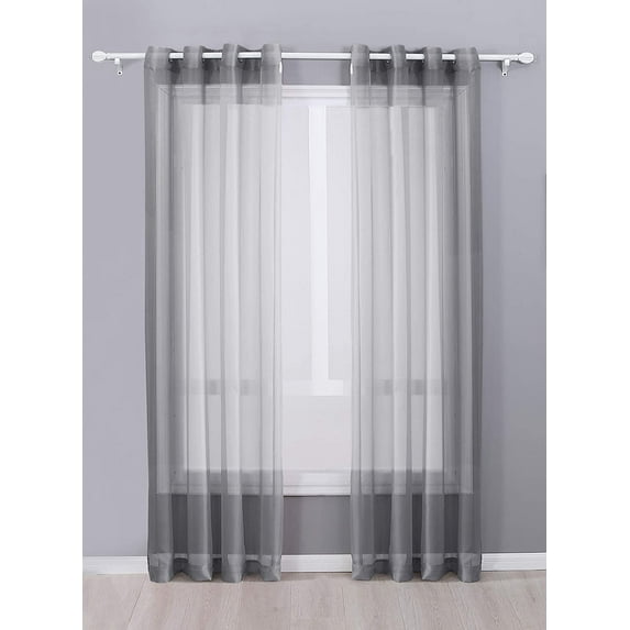 Decotex Top Gray Grommet Sheer Curtains, 54” x 63” (2 Panels)