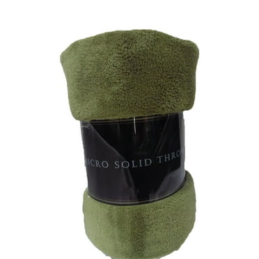Decotex Warm & Cozy Lightweight Super Soft Plush Fleece Throw Blanket Polyester (50" X 60", Olive Green)