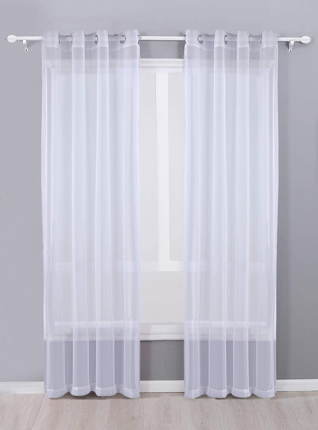 Decotex White Sheer Grommet Curtains, 54” x 95”, 2 Panels - Walmart.com