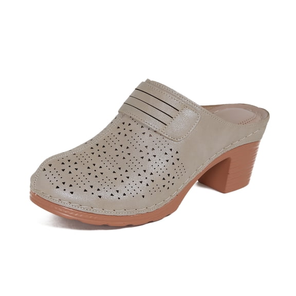 Decould sylf Mules for Women Closed Toe Slip-on Clogs Comfortable Wedge Sandals