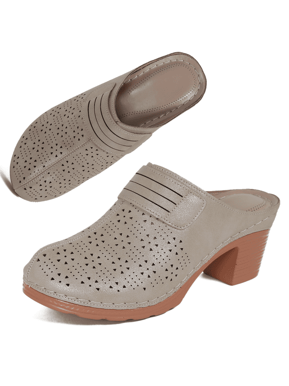 Mules for Women Closed Toe Slip-on Clogs Comfortable Wedge Sandals