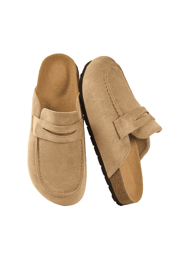 Women's Suede Mule Clogs Soft Cork Footbed Potato Shoes Slip On Comfort Casual Shoes with Arch Support