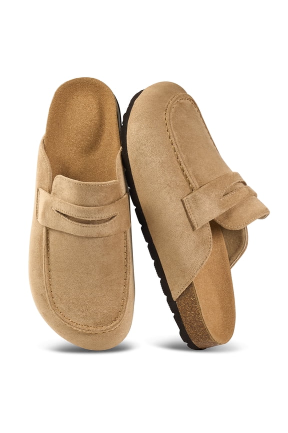 Women's Suede Mules & Clogs Soft Cork Footbed Potato Shoes Slip On Comfort Casual Shoes with Arch Support