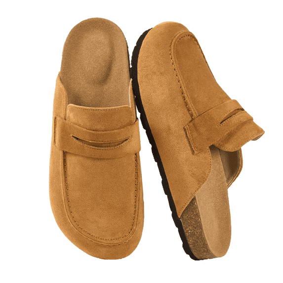 Decould sylf Women's Suede Mules & Clogs Soft Cork Footbed Potato Shoes Slip On Comfort Casual Shoes with Arch Support