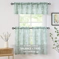 thumbnail image 1 of Decoultimatex Gray-White Kitchen Valance Curtain 15-inches Length Blossom Print Canvas Window Curtain Valance for Cafe Floral Botanical Pattern Window Top Curtain Rod Pocket 1 Pack, 1 of 5