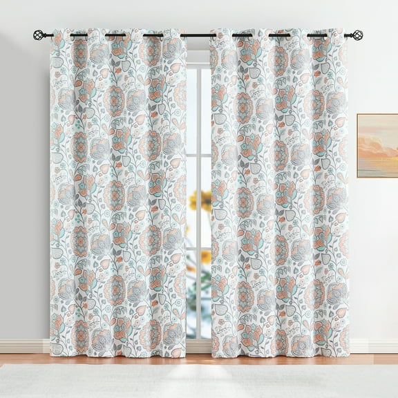 Decoultimatex Jacobean 100 Percent Blackout Curtains Panels for Bedroom 95inch Long Floral Thermal Curtain Panels for Living Room Energy Saving Window Treatment Sets Grommet Top 2 Panels
