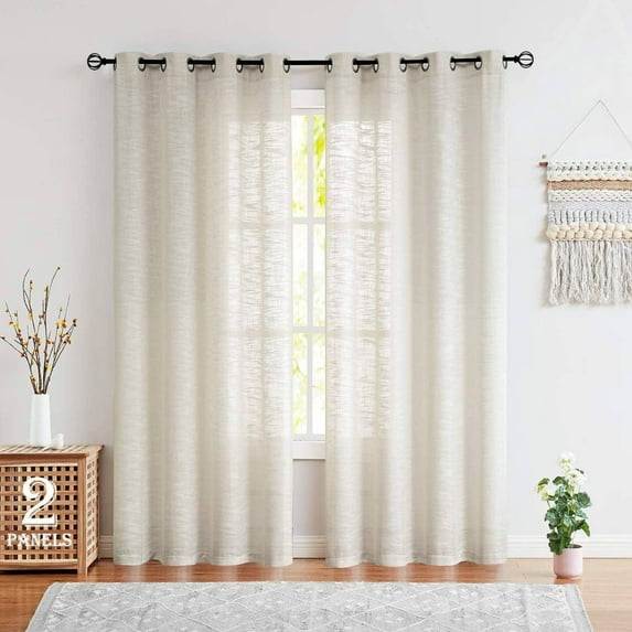 Decoultimatex Textured Beige Semi Sheer Curtains, 52" x 84" (2 Panels)