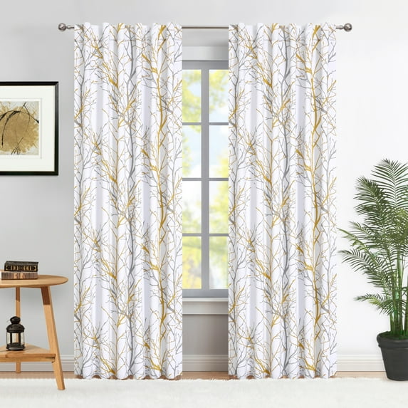 Decoultimatex Tree Branch Print Full Blackout Curtains, 52" x 63" (2 Panels)