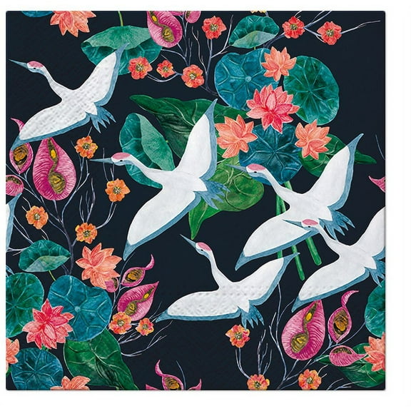 Decoupage Bird Napkins, WHITE CRANES 40pcs Lunch Napkins, Napkins with Wild Birds, Bird Paper Napkins, Decoupage Paper Napkins, Disposable Napkins Decorative