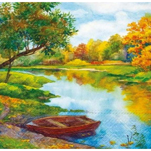 Decoupage Paper Napkins WATERCOLOR RIVER 40pcs Lunch Napkins, Disposable Napkins Decorative, Decoupage Paper, Floral Paper Napkins