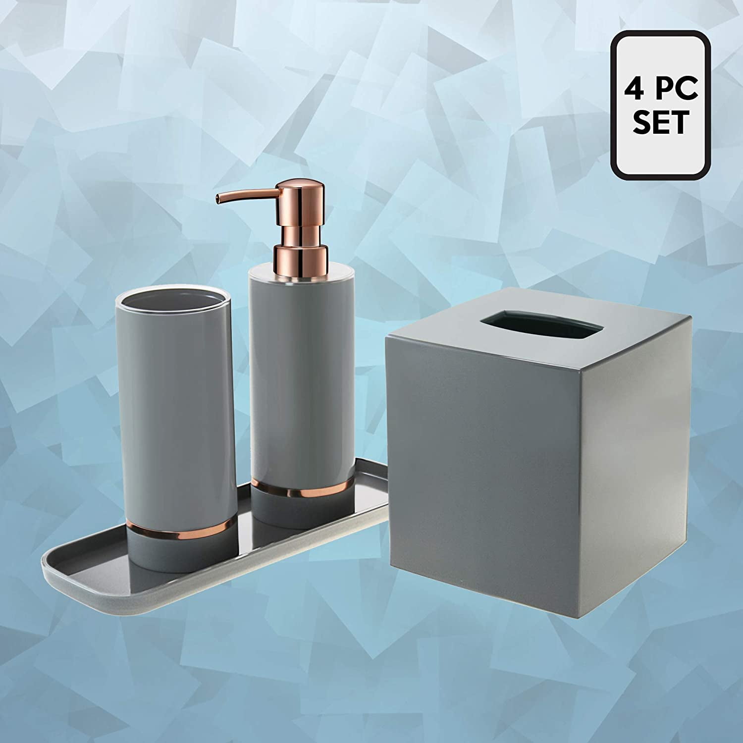 Decozen Bathroom Accessories Set of 4 Includes Soap Lotion Dispenser