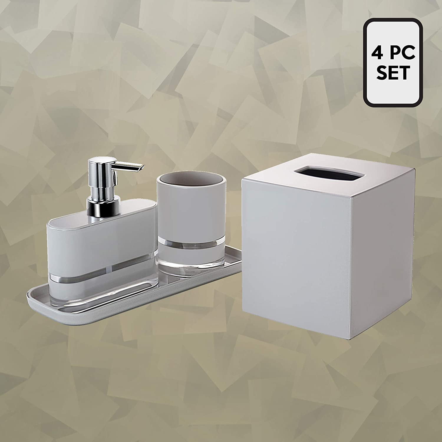Decozen Bathroom Accessories Set of 4 Includes Soap Lotion Dispenser