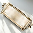 thumbnail image 1 of Decozen Bathroom Tray Rectangular Metal Plated & Gold Finished, Leaves & Wildflower Brass Handles, Vanity Tray - The Wild Flower, 1 of 9