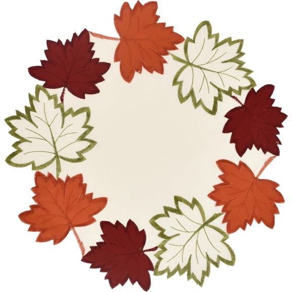 Decozen Cream White Doilies Set of 4 - Round Placemats European Embroidery for Dining Table Home Decor Wedding - 15 inches - The Falling Petals Collection