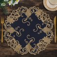 thumbnail image 1 of Decozen Gold Lace Blue Doilies Set of 12 - Round Placemats European Embroidery for Dining Table Home Decor Wedding - 15 inches - The Vintage Opulence Collection, 1 of 8