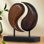 Decozen Handcrafted Solid Wood Yin Yang Sculpture Ideal for Home, Mantel, Fireplace, and Foyer Decor