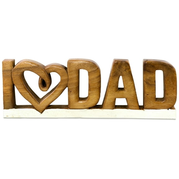 Decozen Home Decor Gifts for Dad – I Love Dad Letters Wooden Sculpture, Acacia Wood Figurine, Father’s Day Gift Ideas, Dad Birthday Gifts, Personalized Gifts for Dad