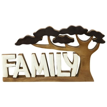 Decozen Wooden Family Sculpture – Gifts for Mom or Dad on Mother’s Day, Father’s Day, or Birthday – Acacia Wood Family Letters Decor for Home, Office, or Living Room