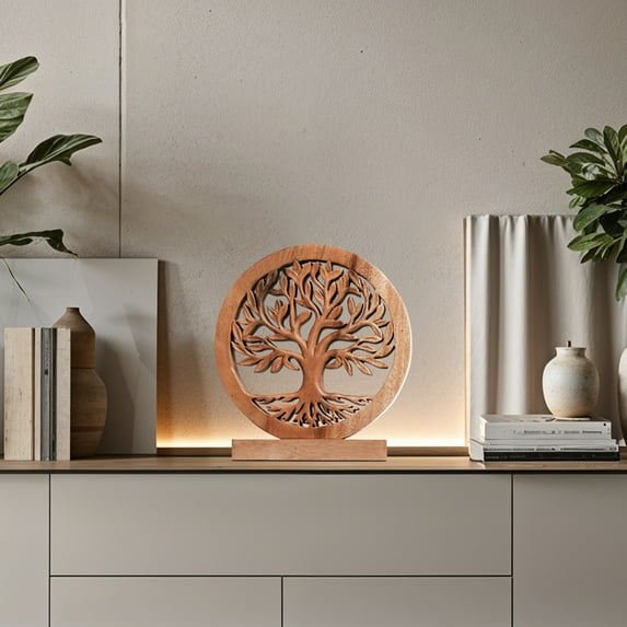 Decozen Wooden Tree of Life Sculpture – Gifts for Mom or Dad on Mother’s Day, Father’s Day, or Birthday – Acacia Wood Sculpture for Home, Office, Living Room, or Boho and Mantle Décor