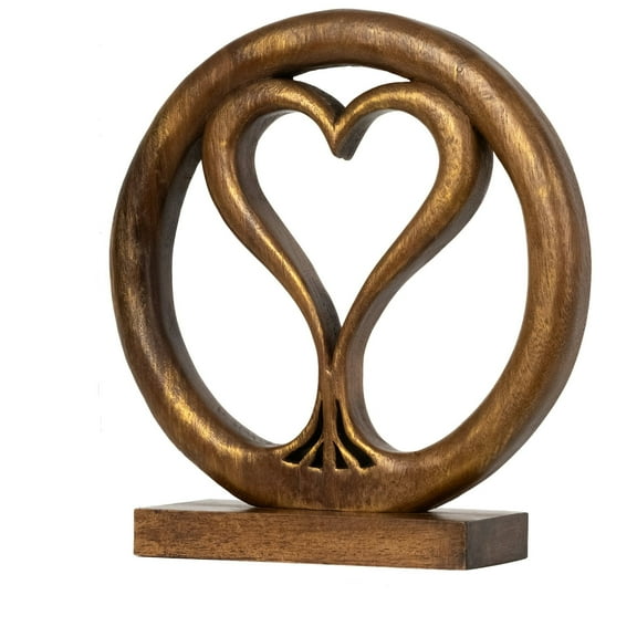 Decozen Wooden HEART Sculpture – Gifts for Mom or Dad on Mother’s Day, Father’s Day, or Birthday – Acacia Wood Sculpture for Home, Office, Living Room, or Mantle Décor