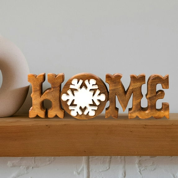 Decozen Handcrafted Solid Wood HOME Letters Sculpture – Gift from Daughter, Son, or Husband for Mother’s Day, Father’s Day, or Valentine’s – Acacia Wood Home Decor