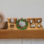 Decozen Home Decor Handmade Wooden Sculpture in HOPE Letter Design, Acacia Wood   Valentines Day Gifts for Her and Him