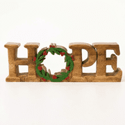 Decozen Home Decor Handmade Wooden Sculpture in HOPE Letter Design, Acacia Wood   Valentines Day Gifts for Her and Him