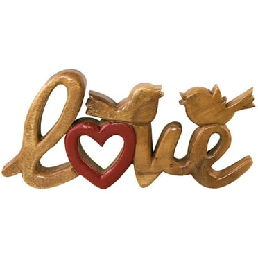 Decozen Handcrafted Solid Wood Love Letters Sculpture – Gifts for Dad and Mom, Acacia Wood Figurine, Personalized Gifts, Mother’s Day, Father’s Day Gift Ideas
