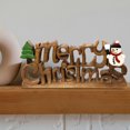 thumbnail image 1 of Decozen Home Decor Handmade Wooden Sculpture in Merry Christmas Acacia Wood, 1 of 9
