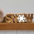 thumbnail image 1 of Decozen Home Decor Handmade Wooden Sculpture in SNOW Sign Letters Acacia Wood, Christmas Snowflakes, 1 of 9