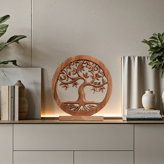 Decozen Home Decor Handmade Wooden Sculpture in Tree of Life Acacia Wood, Perfect for Mothers Day Gift