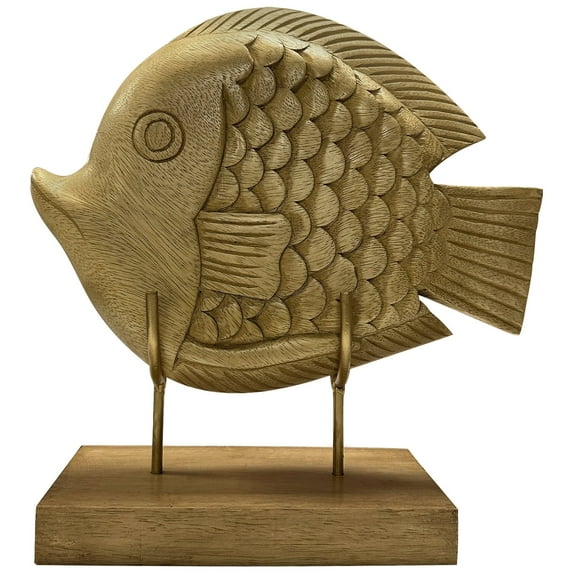 Decozen Wooden FISH Sculpture – Gifts for Mom or Dad on Mother’s Day, Father’s Day, or Birthday – Handmade Acacia Wood Lucky Fish Decor for Home, Office, or Mantle Display