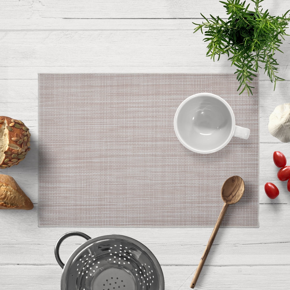Decozen Placemats Set of 4 Dining Table Placemats, Rectangular Vinyl, PVC, 18"x12" - Beige Brown