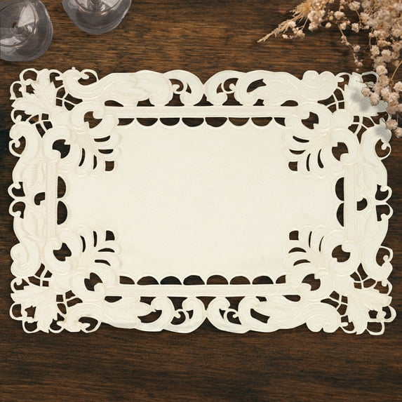 Decozen Placemats Set of 6 Dining Table Linen, Light Beige, 14"x20" Rectangle - Damarcus Collection