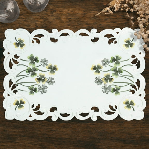 Decozen Placemats Set of 6 Polyester Dining Table, Ivory, 14"x20" Rectangle - The Clem Collection